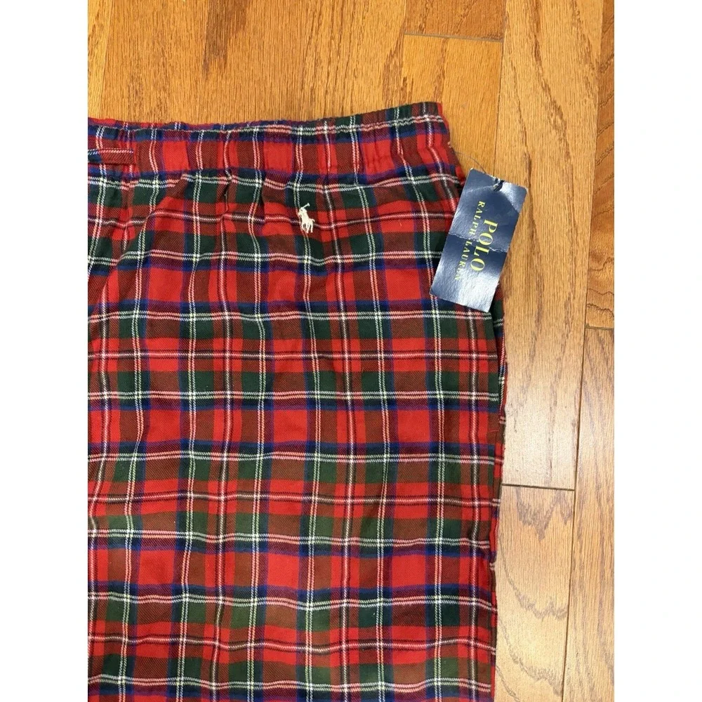 Polo Ralph Lauren Green Plaid Men's Medium 2XL Sleep Lounge Pajama Pants Flannel